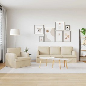 vidaXL Καναπές 180cm 2 pcs Κρεμ Μέταλλο