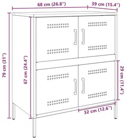 Μπουφές Ανθρακί 68x39x79 εκ. από Ατσάλι - Ανθρακί