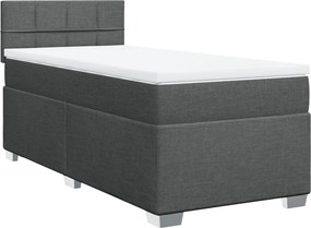 vidaXL Κρεβάτι Boxspring με Στρώμα Σκούρο Γκρι 90x190 εκ. Υφασμάτινο