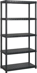 vidaXL Ραφιέρα Αποθήκευσης 5 Επιπέδων Μαύρη 255x40x185 εκ. Πλαστική