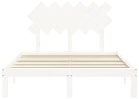 vidaXL Πλαίσιο Κρεβατιού με Κεφαλάρι Λευκό 120x200 εκ. Μασίφ Ξύλο