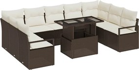vidaXL Σετ Καναπέ Κήπου με αποθήκευση 10 pcs Καφέ Πολυ ράταν