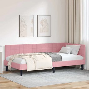 vidaXL Κρεβάτι Γωνίας με κεφαλάρι Ροζ 100 x 200 cm Βελούδο