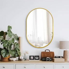Stewehome Οβάλ καθρέφτης τοίχου με χρυσό πλαίσιο 40x27 cm