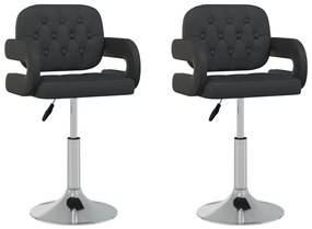 vidaXL Καρέκλες Τραπεζαρίας Περιστρεφόμενες 2 τεμ. Μαύρες Συνθ. Δέρμα