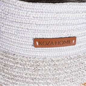 Stewehome Χειροποίητο διακοσμητικό καλάθι από βαμβάκι και φυσική ψάθα Λευκό