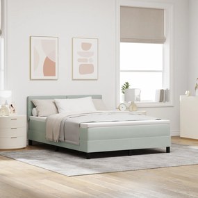 vidaXL Κρεβάτι Box Spring με Στρώμα Ανοιχτό Γκρι 140x200 εκ. Βελούδο