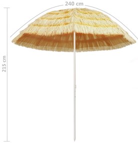Ομπρέλα Θαλάσσης Hawaii Φυσικό Χρώμα 240 εκ. - Καφέ