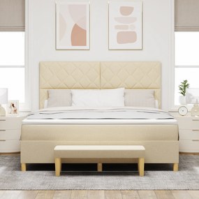 vidaXL Κρεβάτι με βάση και στρώμα Κρεμ 180x200 εκ. Ύφασμα