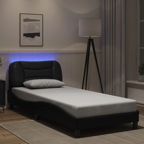 vidaXL Πλαίσιο κρεβατιού με LED χωρίς στρώμα Hvar Μαύρο 90x190 εκ.