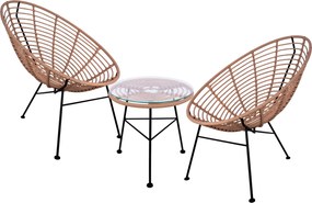 ΣΕΤ ΕΞΩΤΕΡΙΚΟΥ ΧΩΡΟΥ 3ΤΜΧ ALLEGRA HM10335 ΜΠΕΖ WICKER-ΜΕΤΑΛΛΟ