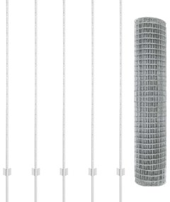 vidaXL Φράχτης με Στήλες. Ασημί 1.6 x 10 m Ατσάλι