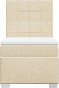 vidaXL Κρεβάτι Boxspring με Στρώμα Κρεμ 90x200 εκ.Υφασμάτινο