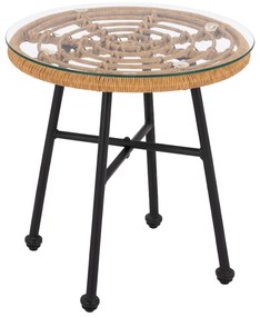 Τραπέζι SPENCER Χαμηλό Μεταλλικό με Wicker Μπέζ Φ48,5x51 εκ. 48.5x48.5x51 εκ.