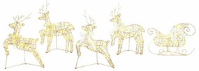 vidaXL LED Ελάφια με 40 LED 5 pcs Χρυσό PET