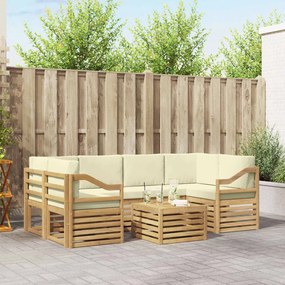 vidaXL Σειρά Καναπέ Εξωτερικού 7 pcs Λευκό και Κρεμ Πολυεστέρας