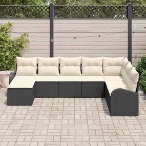 vidaXL Σετ Καναπέ Κήπου με μαξιλάρι 8 pcs Μαύρο Πολυ ράταν