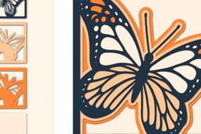 Σετ των 2 Intra απο ξύλο plywood 3mm-4mm πάχος Butterfly Multilayer Δίασταση 15x15 cm INTRAFABR-14771833