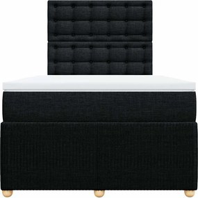 vidaXL Κρεβάτι Boxspring με Στρώμα Μαύρο 120x200 εκ. Υφασμάτινο