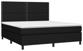 vidaXL Κρεβάτι Boxspring με Στρώμα &amp; LED Μαύρο 180x200 εκ. Υφασμάτινο