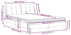 Κρεβάτι με Στρώμα Μαύρο/Λευκό 140x200 εκ. από Συνθετικό Δέρμα - Λευκό