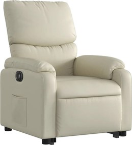 vidaXL Πολυθρόνα Ηλεκτρ. Ανακλινόμενη με Ανύψωση Κρεμ Συνθ.Δέρμα