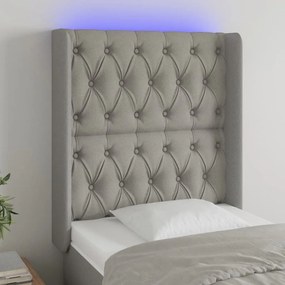 Κεφαλάρι Κρεβατιού LED Ανοιχτό Γκρι 83x16x118/128εκ. Υφασμάτινο 3124358