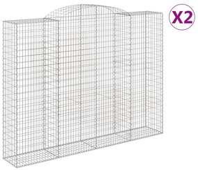 vidaXL Συρματοκιβώτια Τοξωτά 2 τεμ. 300x50x220/240 εκ. Γαλβαν. Ατσάλι