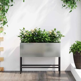 vidaXL Υψωμένη Γλάστρα Κήπου Ασημί 60 x 26 x 45 εκ