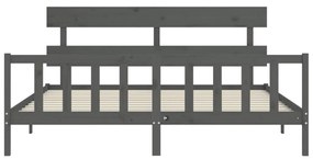vidaXL Πλαίσιο Κρεβατιού με Κεφαλάρι Γκρι 200x200 εκ. Μασίφ Ξύλο