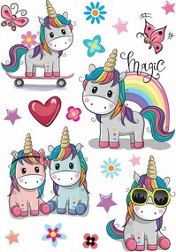 Colorful Unicorns αυτοκόλλητα τοίχου L (18116)