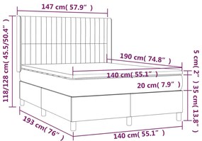 vidaXL Κρεβάτι Boxspring με Στρώμα Μαύρο 140x190 εκ. Βελούδινο