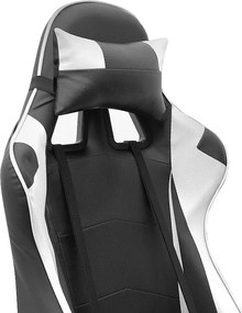 Καρέκλα γραφείου Gaming Alonso Megapap από τεχνόδερμα χρώμα λευκό - μαύρο 67x70x125/135 εκ.