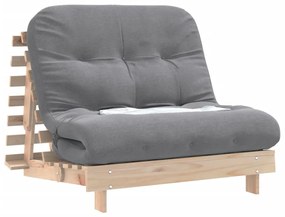 Καναπές Κρεβάτι Futon με Στρώμα 100x206x11εκ. Μασίφ Ξύλο Πεύκου - Καφέ