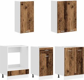 vidaXL Μονάδα κουζίνας LYON 5 pcs Παλαιωμένο ξύλο Επεξεργασμένο Ξύλο