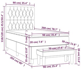 Κρεβάτι Boxspring με Στρώμα Κρεμ 90x200 εκ.Υφασμάτινο - Κρεμ