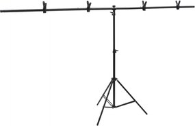 vidaXL Βάση Φόντου σε Σχήμα Τ Μαύρη 201x60x(70-200) εκ.