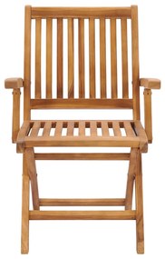 vidaXL Καρέκλες Κήπου 2 τεμ. από Μασίφ Ξύλο Teak & Γκρι Καρό Μαξιλάρια