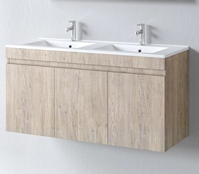 Σετ Πάγκου OMEGA 120cm με Διπλό Νιπτήρα χρ.BEIGE OAK S3BOM120BO0D S3BOM120BO0D