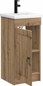 vidaXL Καθρέφτης μπάνιου με νιπτήρα Artisan Δρυς 42 x 40 x 84,5 εκ