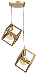 Φωτιστικό οροφής Thora Megapap E27 μεταλλικό δίφωτο χρώμα χρυσό ματ 22x22x70εκ.