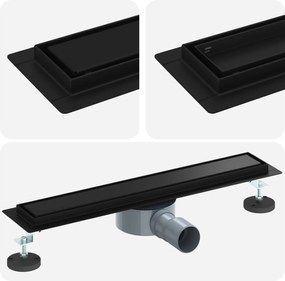 vidaXL Σιφόνι ντους 2-σε-1 με 360° σιφόνι Μαύρο 50 cm