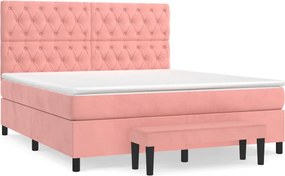 vidaXL Κρεβάτι Boxspring με Στρώμα Ροζ 160x200 εκ. Βελούδινο
