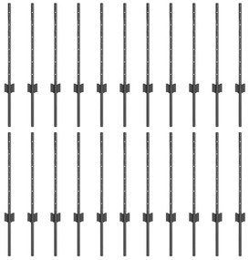 vidaXL Πό posts φράχτη 22 pcs Γκρι Ατσάλι
