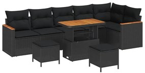 vidaXL Σετ Καναπέ Κήπου 9 pcs Μαύρο συνθετικό ρατάν