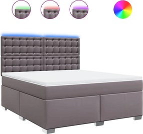 vidaXL Κρεβάτι Boxspring με Στρώμα Γκρι 180x200 εκ. Συνθετικό Δέρμα