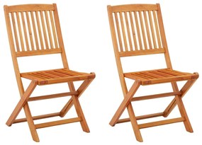 Καρέκλες Εξωτ. Χώρου Πτυσσόμενες 2 τεμ. Μασίφ Ξύλο Ευκαλύπτου