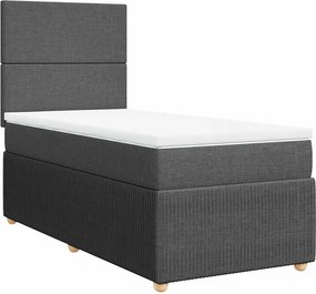 vidaXL Κρεβάτι Boxspring με Στρώμα Σκούρο Γκρι 90x200 εκ. Υφασμάτινο