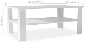 vidaXL Τραπεζάκι Σαλονιού Λευκό 100 x 59 x 42 εκ. από Επεξ. Ξύλο