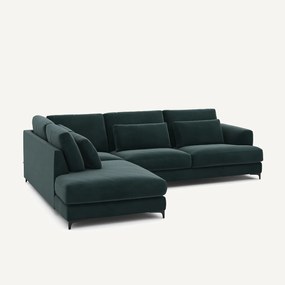 Γωνιακός καναπές αριστερός, βελούδινος, Marsile